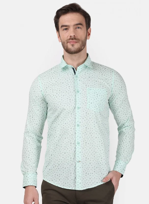 Men's Moisture-Wicking Shirts for All-Day ComfortMens Green Printed Shirt
