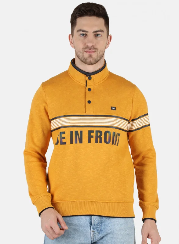 Men's Checked Short-Sleeve Shirts for Summer FunMen Mustard Printed Sweatshirt