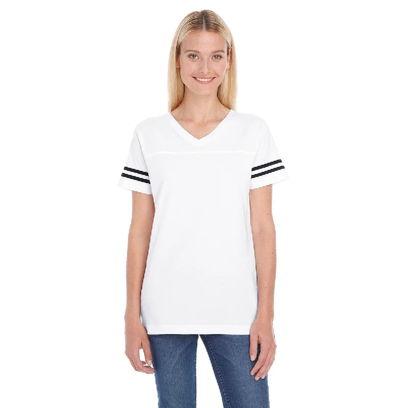 LAT Women's White/Black Football Fine Jersey T-Shirt