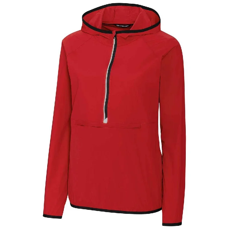 Cutter & Buck Women's Cardinal Red Breaker Half Zip Hooded Popover