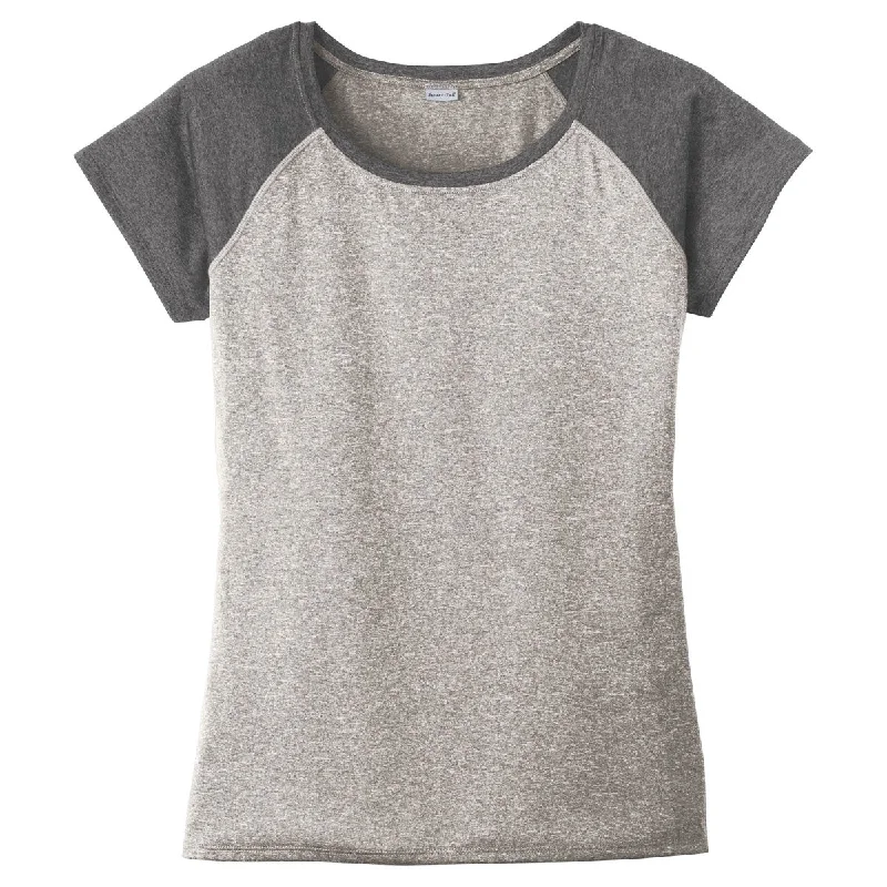 Sport-Tek Women's Vintage Grey Heather-On-Heather Contender Scoop Neck Tee