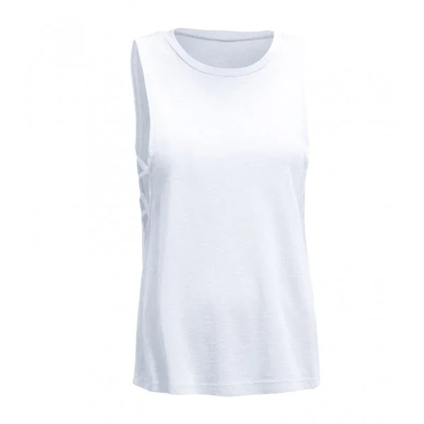 Expert Women's White American MoCA Dropped Armhole Muscle Tee