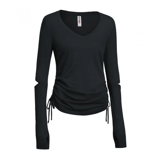 Expert Women's Black American MoCA Laurel Long Sleeve V-Neck