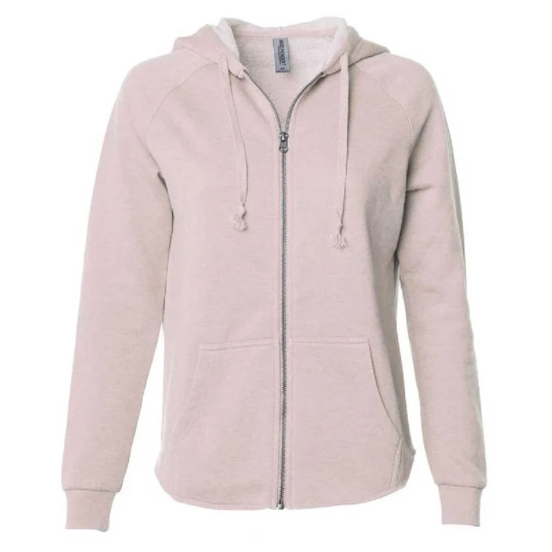 Independent Trading Co. Women's Blush California Wave Wash Full-Zip Hooded Sweatshirt