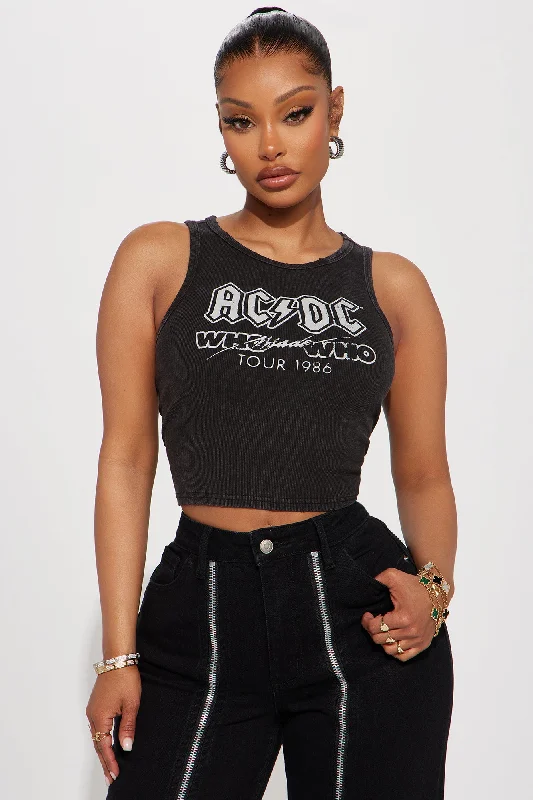 ACDC Washed and Distressed Tank Top - Black Wash