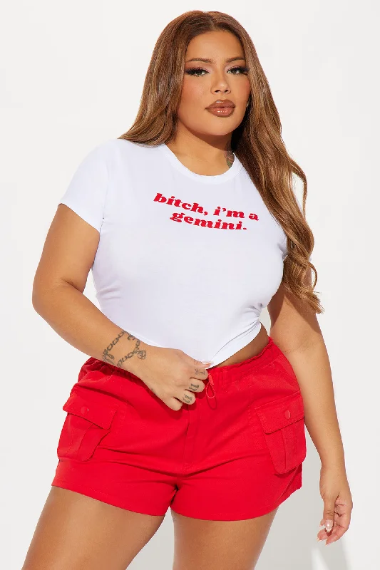 Bitch I'm A Gemini Fitted Tee - White