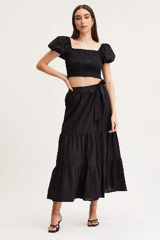 Black Crop Top Short Sleeve