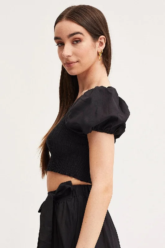 Black Crop Top Short Sleeve