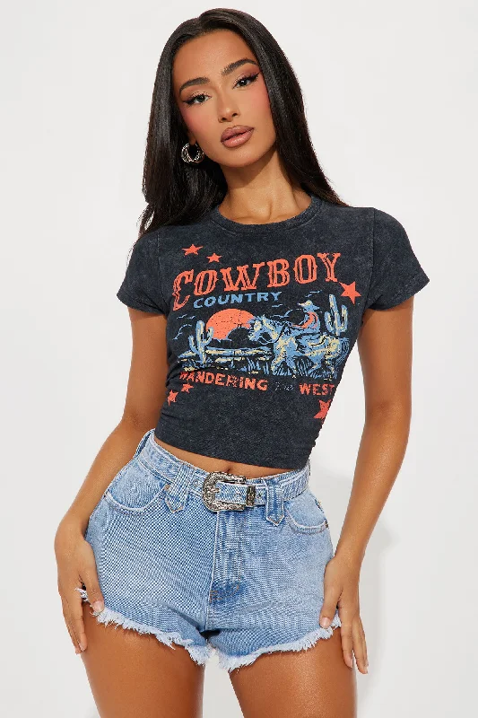 Cowboy Country Washed Fitted Tee - Black Wash