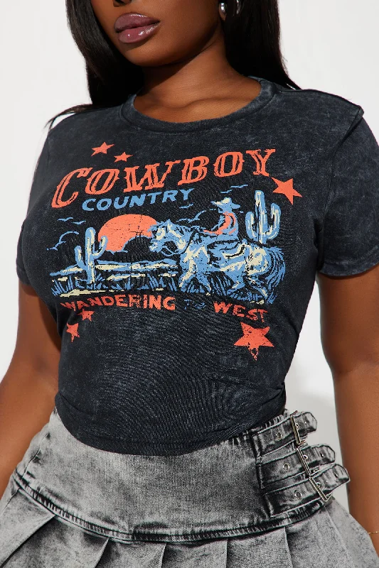 Cowboy Country Washed Fitted Tee - Black Wash