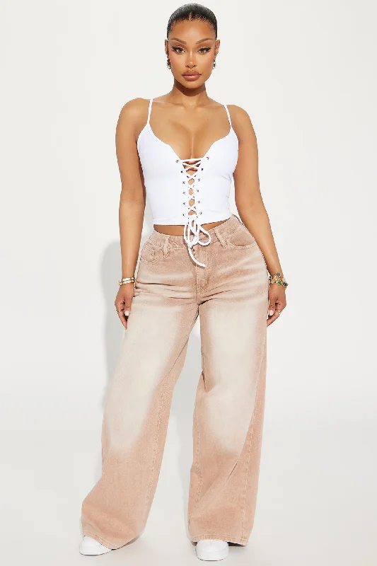 Lola Lace Up Top - White