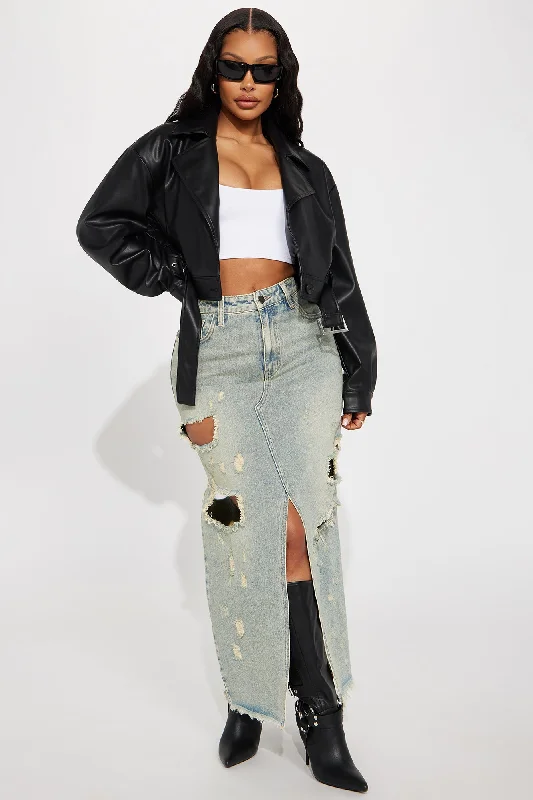 My Best Behavior Faux Leather Cropped Jacket - Black