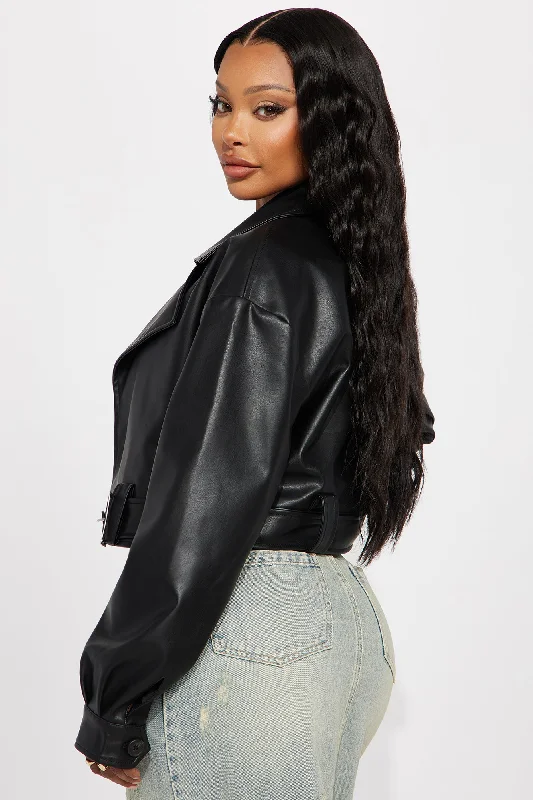 My Best Behavior Faux Leather Cropped Jacket - Black