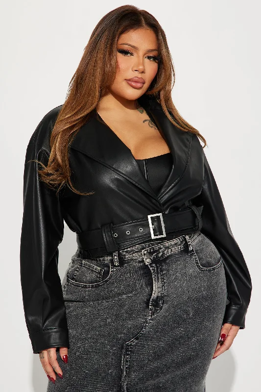 My Best Behavior Faux Leather Cropped Jacket - Black