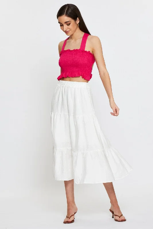 Pink Crop Top Tie Up Satin