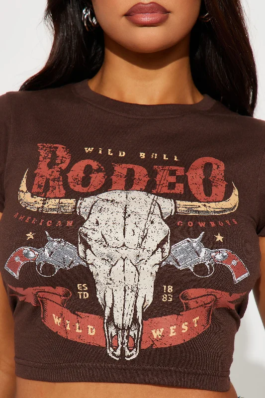 Rough At The Rodeo Fitted Tee - Brown