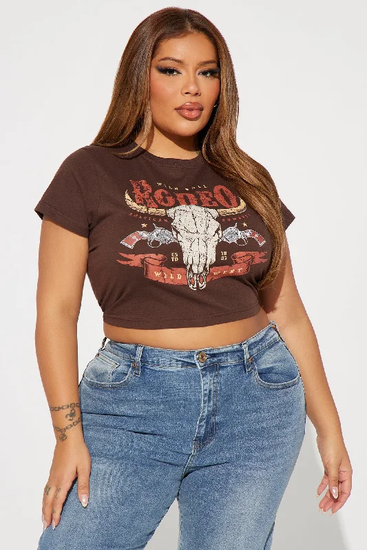 Rough At The Rodeo Fitted Tee - Brown