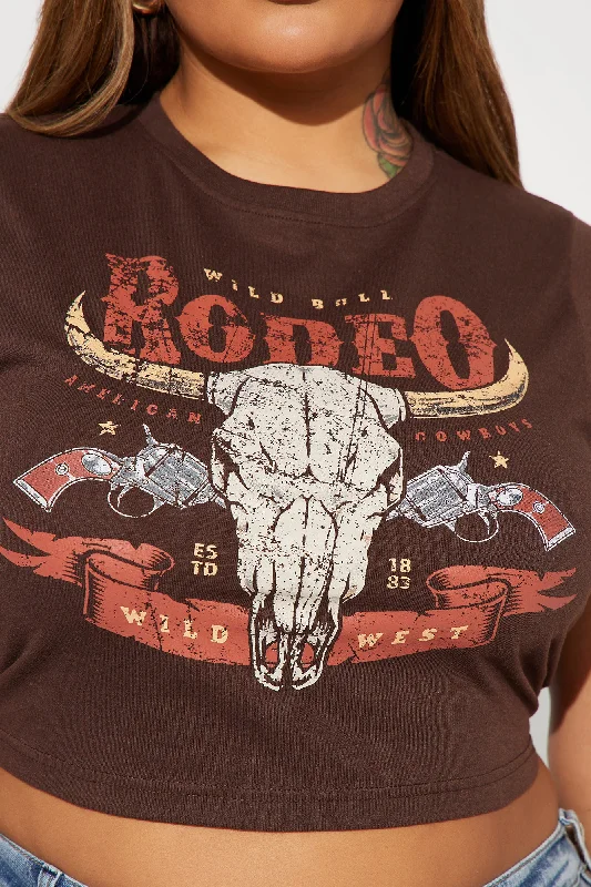 Rough At The Rodeo Fitted Tee - Brown