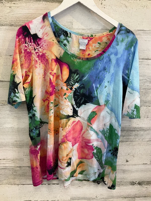 Top Short Sleeve By Chicos In Multi-colored, Size: L