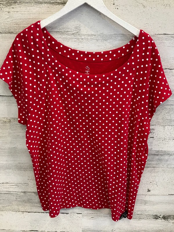 Top Short Sleeve By Clothes Mentor In Red & White, Size: 3x