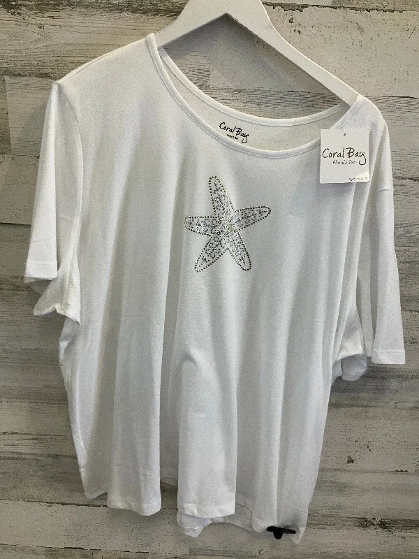 Top Short Sleeve By Coral Bay In White, Size: 3x