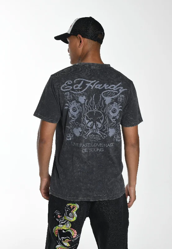 Men's Shirts with Graphic SleevesMens Mono-Flash-Logo T-Shirt - Charcoal